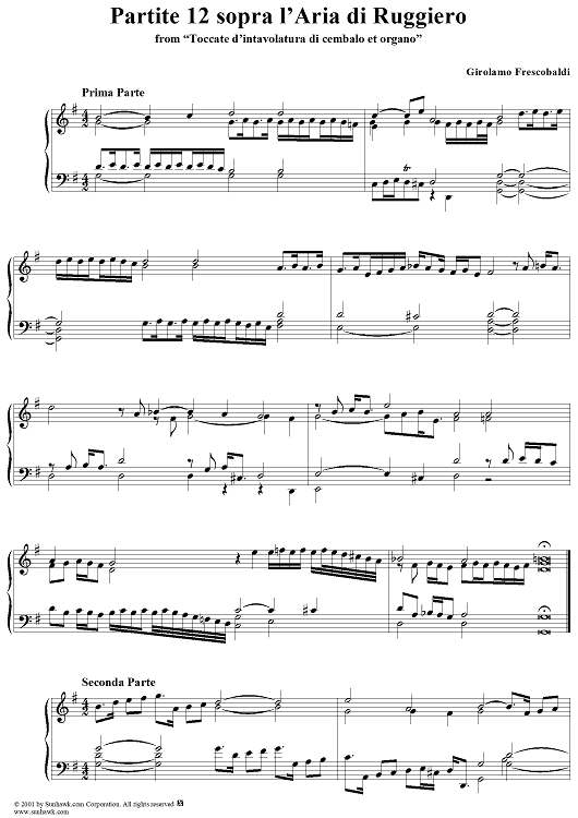 Partite 12 sopra l'Aria di Ruggiero, No. 4 from "Toccate d'intavolatura di cimbalo et organo" (A.12, No. 4)