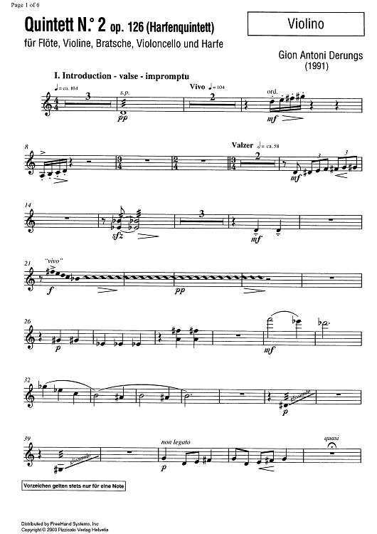 Quintet No. 2 Op.126 - Violin