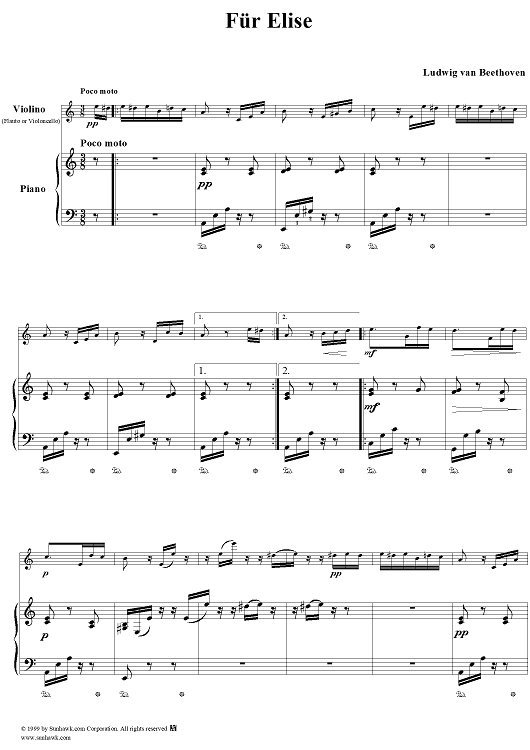Für Elise (For Elisa) - Piano Score