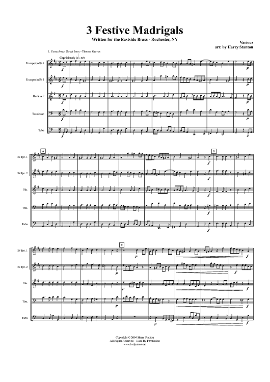 3 Festive Madrigals - Score