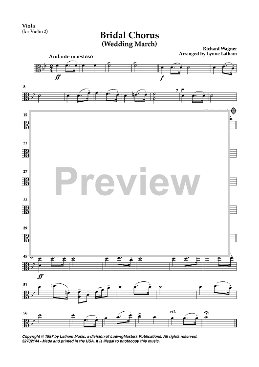 Bridal Chorus (Wedding March) - Viola