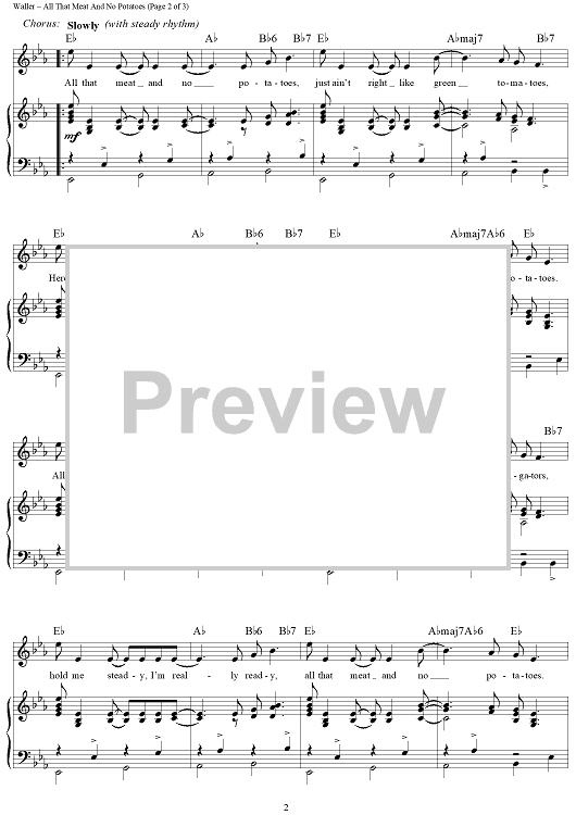 All That Meat and No Potatoes" Sheet Music by Fats Waller for Piano