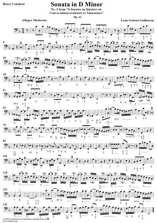 Sonata No. 3 in D Minor - Basso Continuo