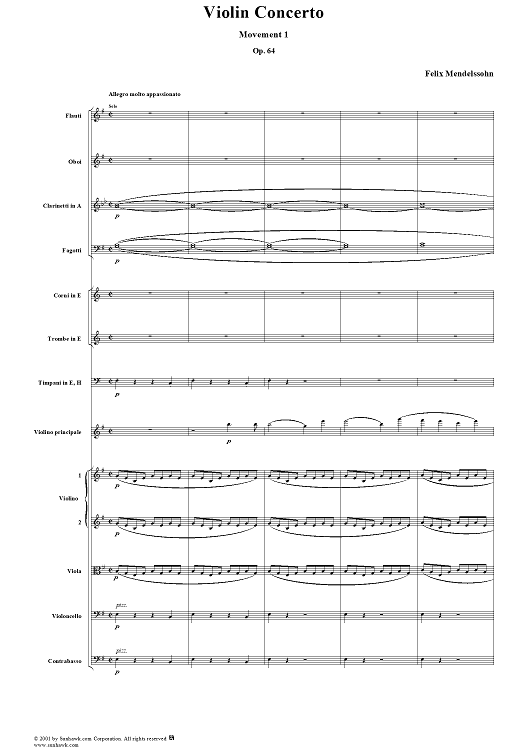 Violin Concerto in E Minor, Movement 1 - Full Score