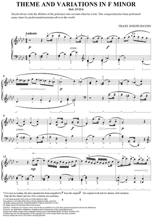 Theme and Variations in F Minor (HobXVII/6)
