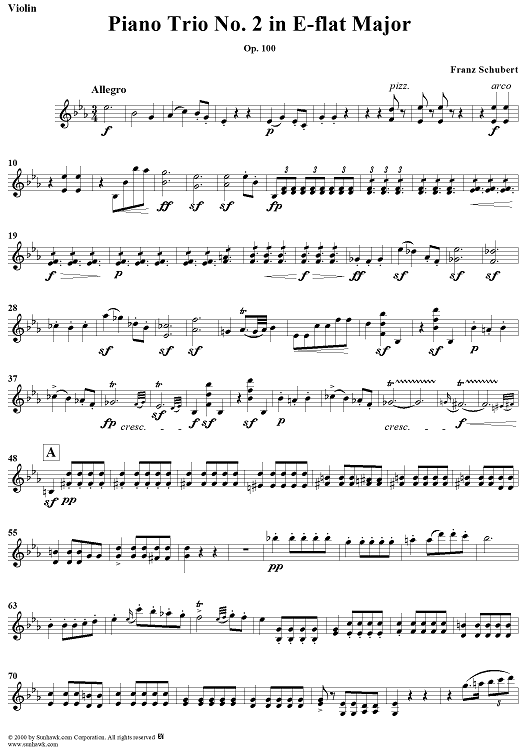 Piano Trio No. 2 in E-flat major, Op. 100  , D929 - Violin