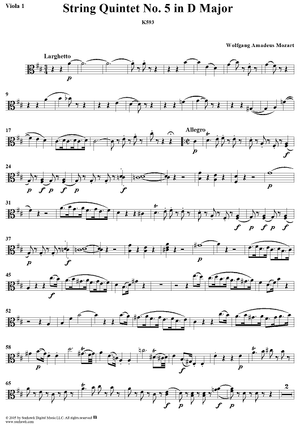 String Quintet No. 5 in D Major, K593 - Viola 1
