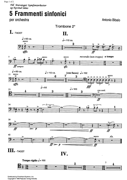 5 Frammenti sinfonici - Trombone 2