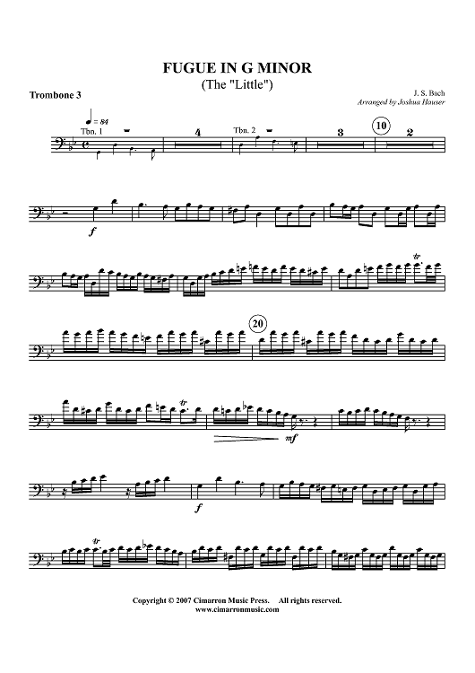 Fugue in G Minor - Trombone 3