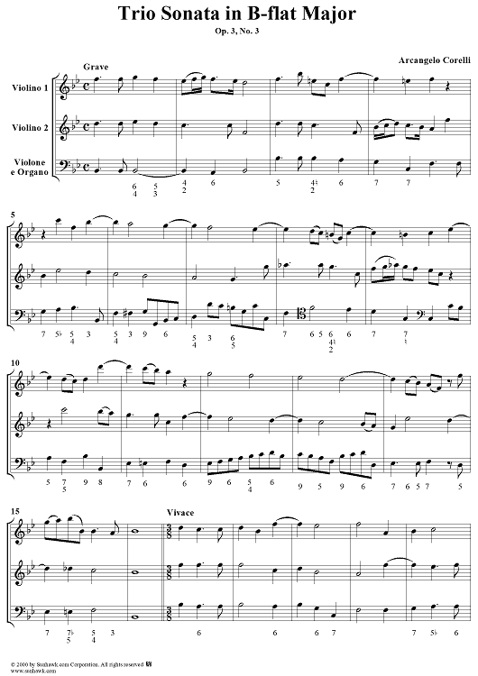 Trio Sonata in B-Flat Major, Op. 3, No. 3 - Score