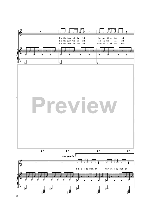 Firestarter" Sheet Music by Gene Simmons; Jimmy Eat World; The Prodigy