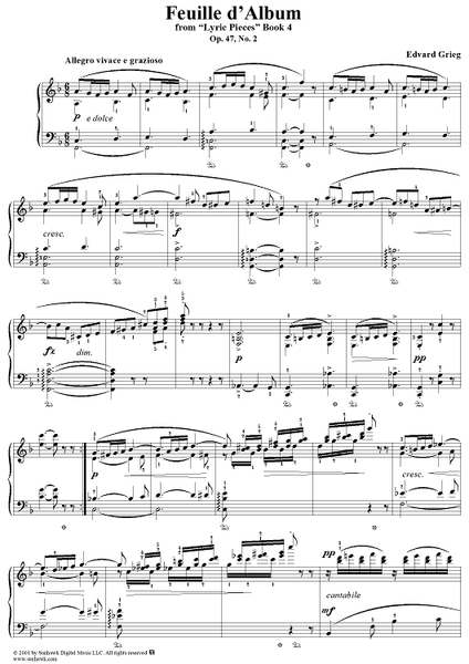 Lyric Pieces Book 4, op. 47, no. 2: Feuille d'Album (Albumleaf