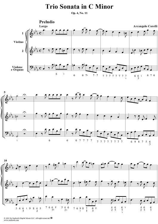 Trio Sonata in C Minor  - Op. 4, No. 11 - Score