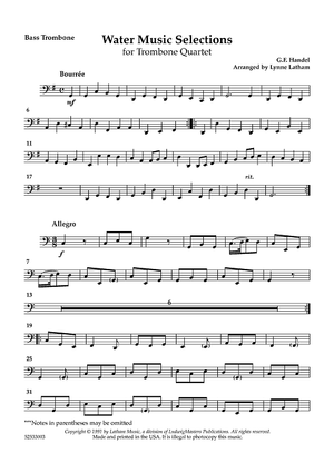Water Music Selections for Trombone Quartet - Bass Trombone