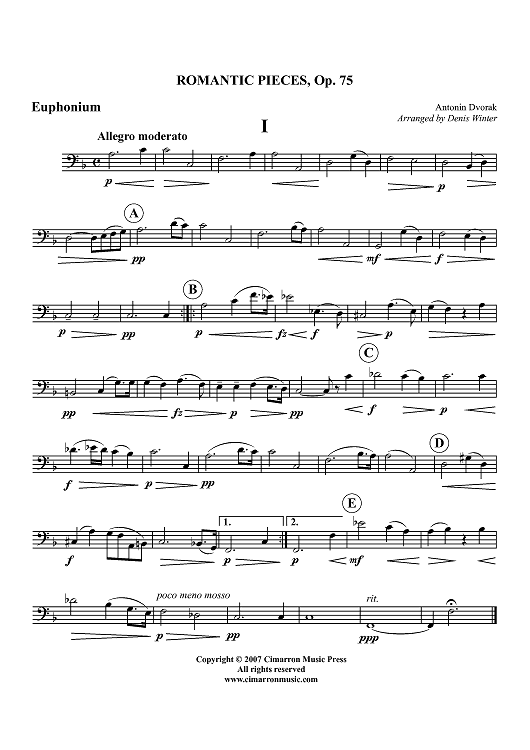 Romantic Pieces, Op. 75 - Euphonium BC/TC