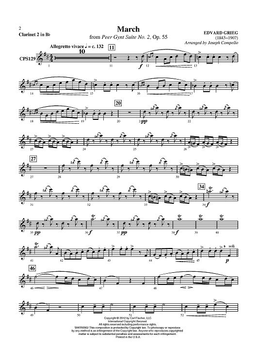 March (from Peer Gynt Suite No. 2) - Clarinet 2 in Bb
