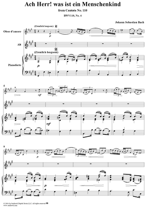 "Ach Herr! was ist ein Menschenkind", Aria, No. 4 from Cantata No. 110: "Unser Mund sei voll Lachens" - Piano Score