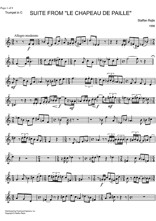 Suite from Le Chapeau de Paille - Trumpet in C
