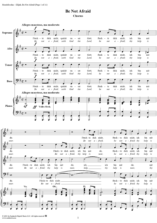 Be Not Afraid - No. 22 from "Elijah", part 2