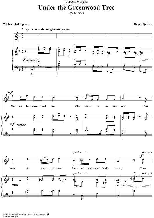 Under the Greenwood Tree, Op. 23, No. 2