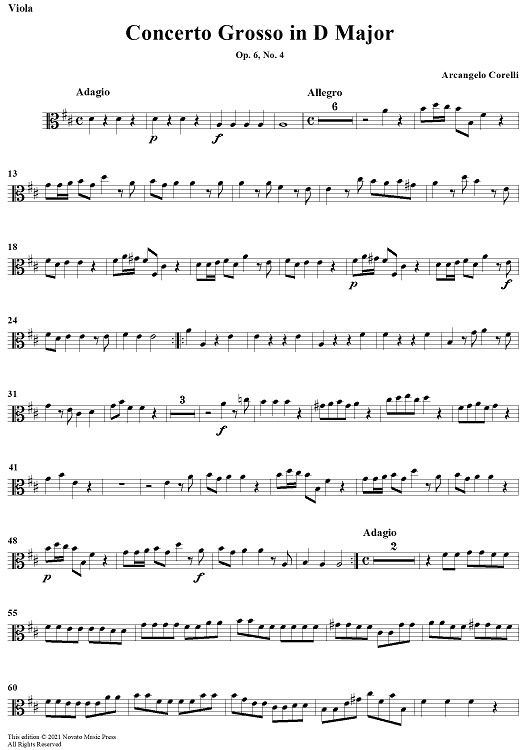 Concerto Grosso No. 4 in D Major, Op. 6, No. 4 - Viola