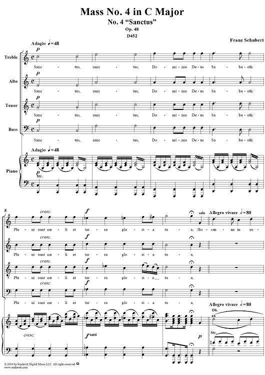 Mass No. 4 in C Major, Op. 48, D452: No. 4, Sanctus