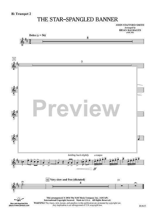 The Star-Spangled Banner - Bb Trumpet 2
