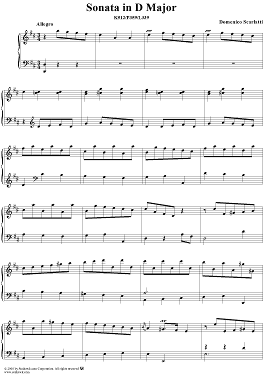 Sonata in D major, K512