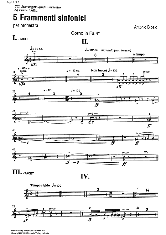 5 Frammenti sinfonici - Horn in F 4