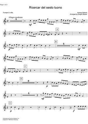 Ricercar del sesto tuono - B-flat Trumpet 2