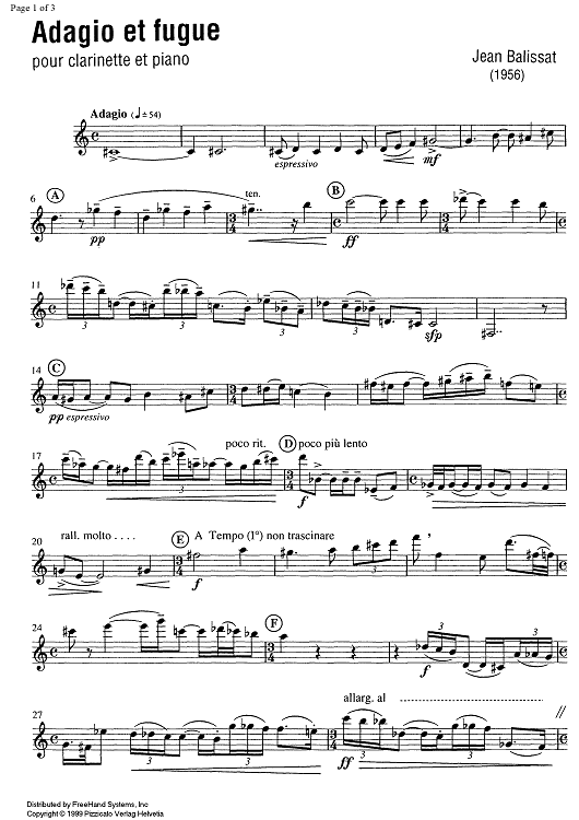Adagio et fugue - Clarinet in B-flat