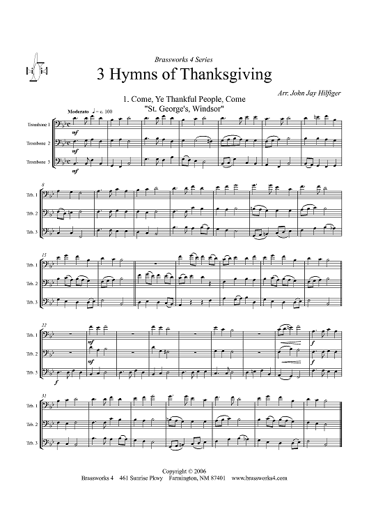 3 Hymns of Thanksgiving - Score