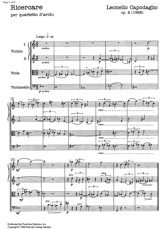 Ricercare Op. 2 - Score