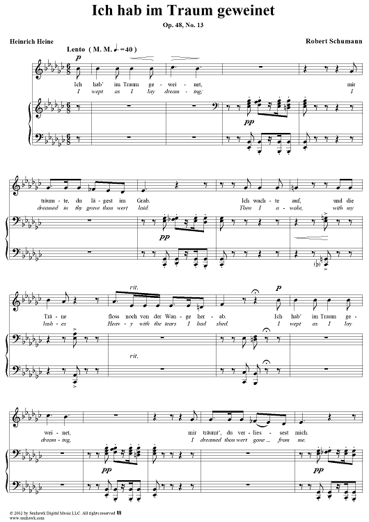 Dichterliebe (Song Cycle), Op. 48, No. 13: Ich hab im Traum geweinet - No. 13 from "Dichterliebe" Op. 48