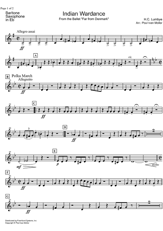 Indian Wardance from Far from Denmark - Baritone Saxophone