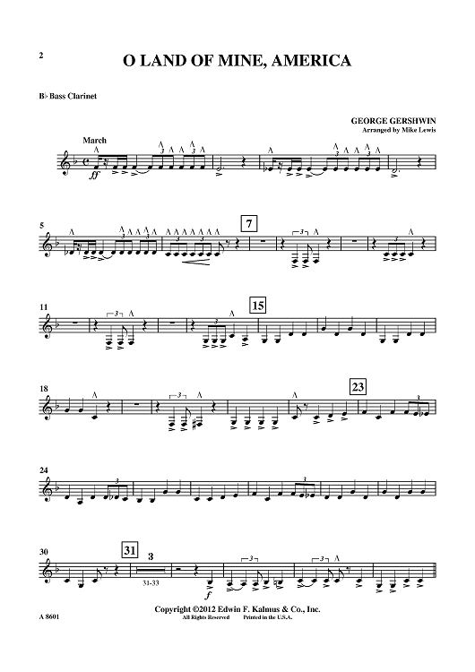 O Land Of Mine, America - Bb Bass Clarinet