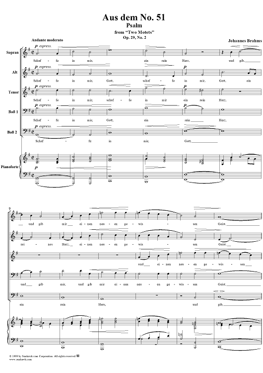 Two Motets, op. 29, no. 2, Aus dem 51. Psalm