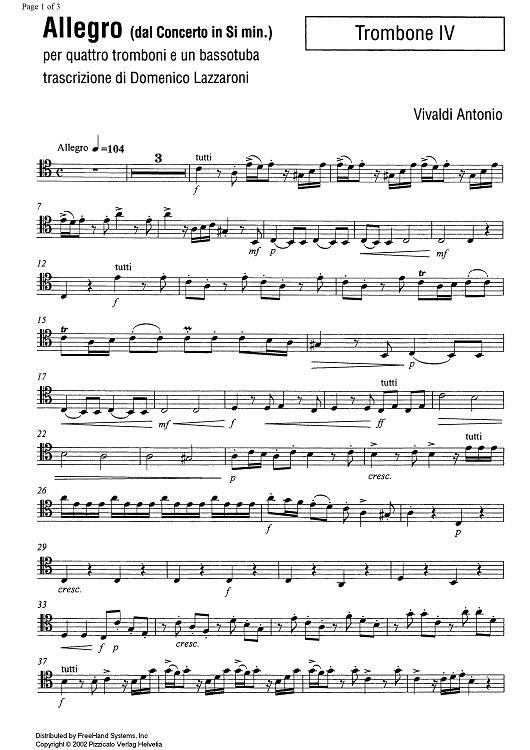 Allegro (from Concerto in B minor) - Trombone 4