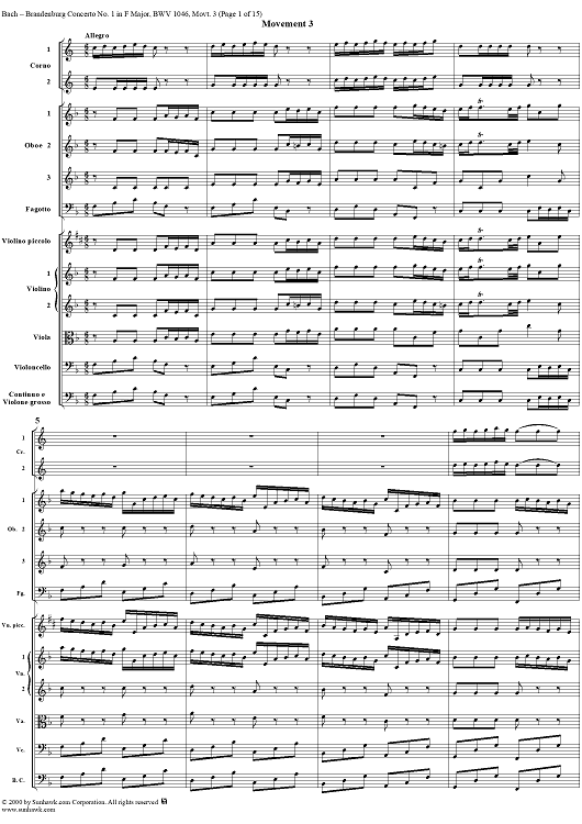 Brandenburg Concerto No. 1: Allegro - Score
