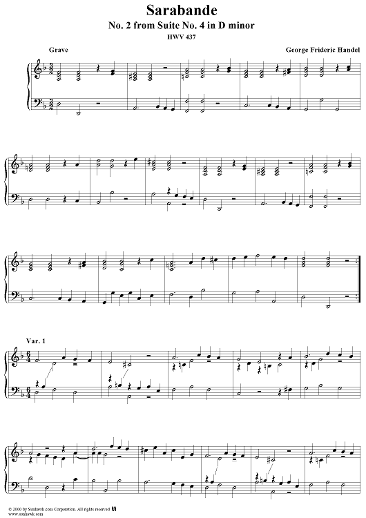 Suite no. 4 in D minor, HWV437, no. 4: Sarabande