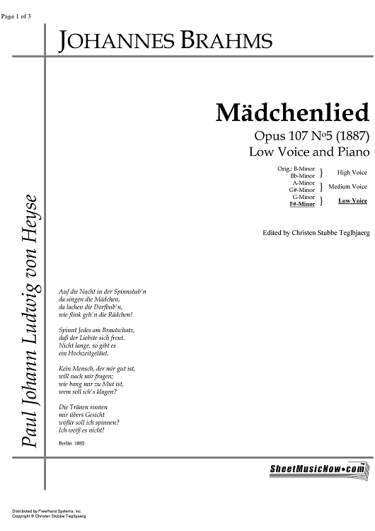 Mädchenlied Op.107 No. 5