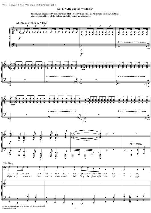 Scene and Concerted Piece from "Aida", Act 1 - Score