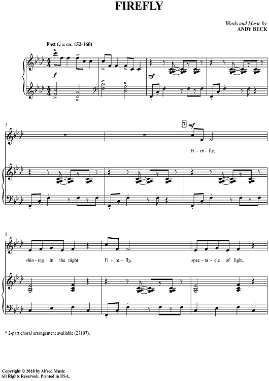 Firefly" Sheet Music for Piano/Vocal - Sheet Music Now