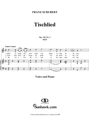 Tischlied, Op. 118, No. 3, D234