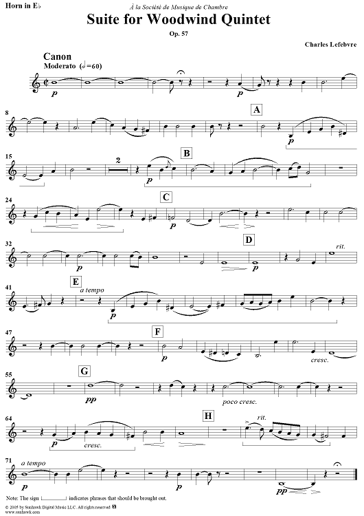Suite for Woodwind Quintet, Op. 57 - Horn
