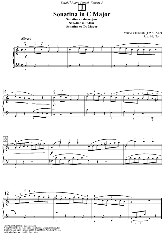 Sonatina in C Major - Op. 36, No. 1, Allegro