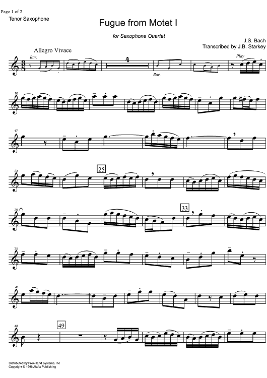 Fugue from Motet  1 - Tenor Saxophone