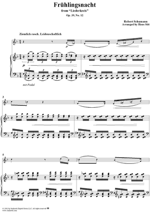 Liederkreis, Op. 39, No. 12, "Frühlingsnacht" (Spring night), - Piano