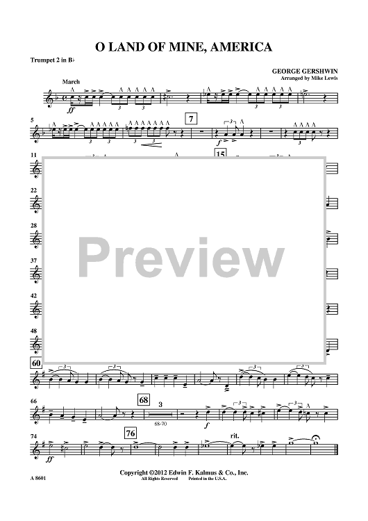 O Land Of Mine, America - Trumpet 2 in Bb