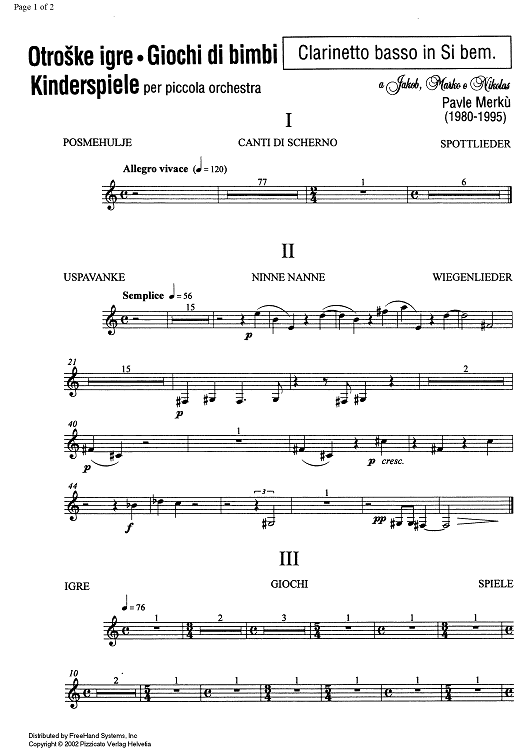 Children plays - B-flat Bass Clarinet